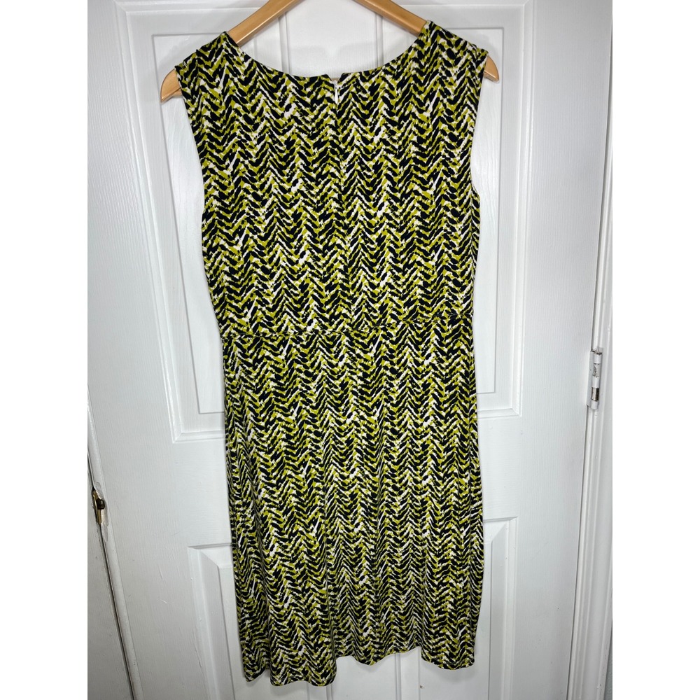 Ann Taylor Sheath Dress Womens Small Yellow Chevron Print Sleeveless Career - Picture 3 of 7